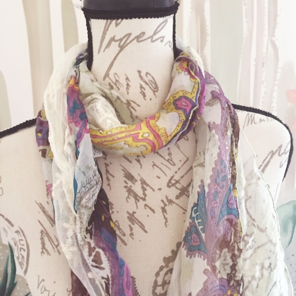 Accessories - Purple Paisley Summer Scarf Lace